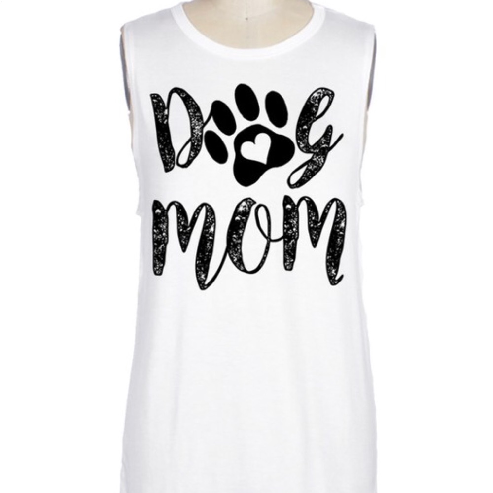 NWT Dog Mom pawprint tank white/cream